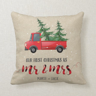 Coussin Premier cadeau de Noël marié personnalisé
