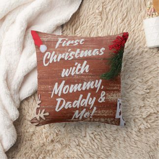Coussin Premier Noël avec maman papa et ma famille