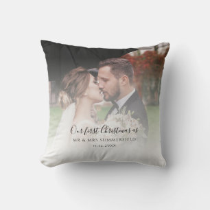 Coussin Premier Noël de mariage Photo Personnalisée