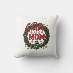 Coussin Premier Noël en tant que couronne de pin de l'arbr
