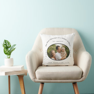 Coussin Premier Noël Famille de Trois Nouveau-Né Bébé