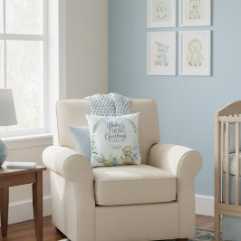 Coussin Premier Noël personnalisé du bébé garçon Photo