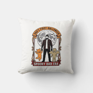 Coussin Premier T-shirt de papa Halloween Vintage Famille