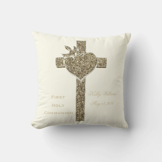 Coussin Première Croix de la Communion avec la Dove et le  (Recto)
