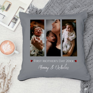 Coussin Première fête des mères Trois photos Collage | Gra