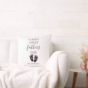 Coussin Première Fête des pères - Empreintes bébé et Coeur