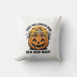 Coussin Première mère d'Halloween Vintage Chauve-Souris Ci