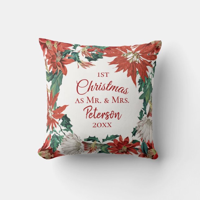 Coussin Première Noël Elégante M. Mme Floral Wreath (Recto)