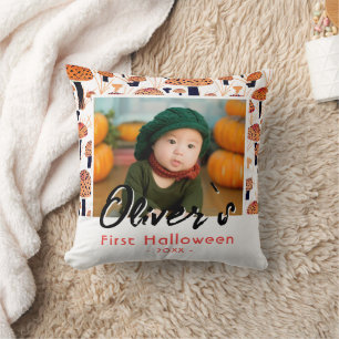Coussin Première photo d'automne du champignon orange d'Ha