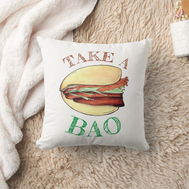 Coussin PRENEZ UN BAO Pork Belly Bun Chinese Taiwanese Foo (Couverture)