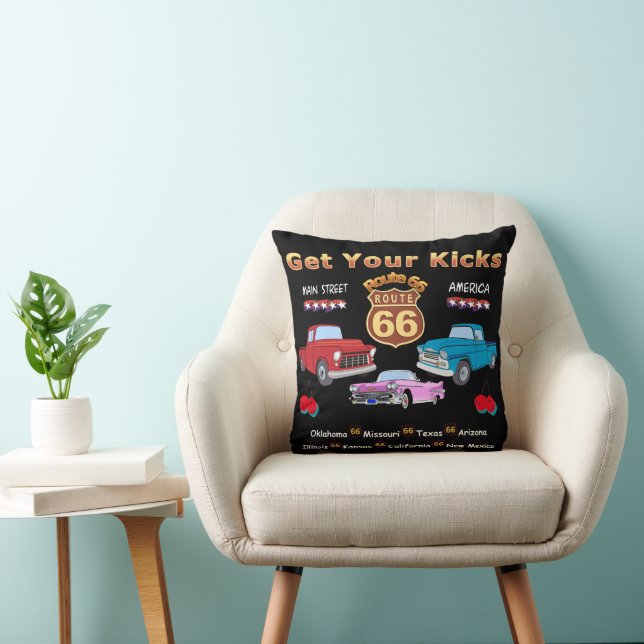 Coussin Prenez vos coups de pied. Route 66  (Chaise)