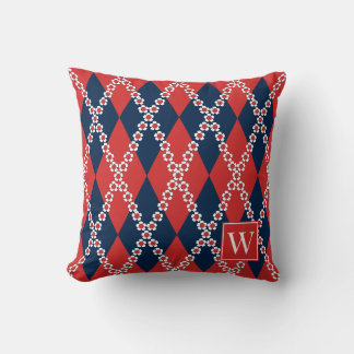 Coussin Préparatifs Daisy Argyle – Monogramme Rouge Blanc