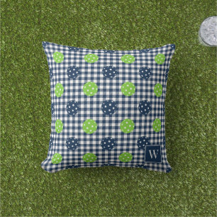 Coussin Préparation Pickleball Gingham – Navy & Lime