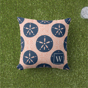 Coussin Préparatoire Dollar de Sable Clé Grecque Marine &
