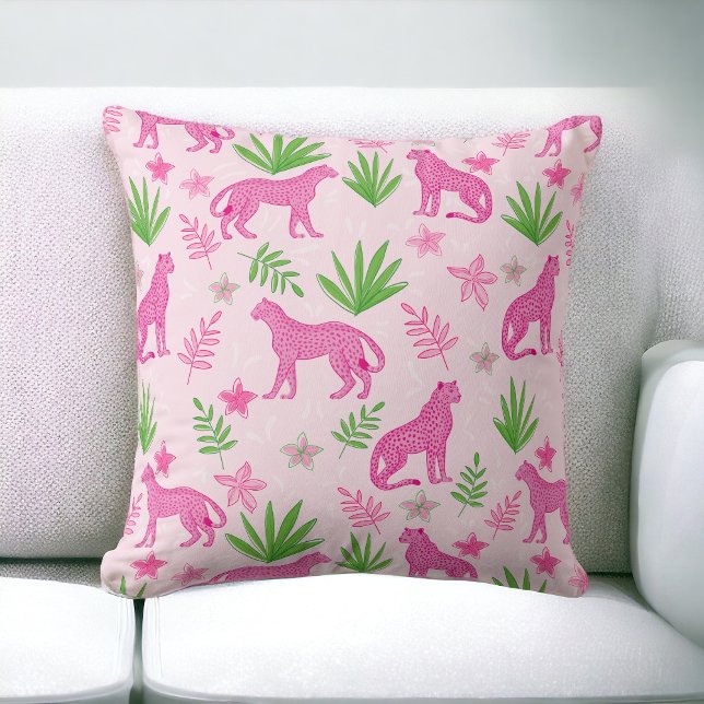 Coussin Preppy Pink Cheetah (Créateur téléchargé)