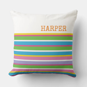 Coussin Preppy Stripes NAME Summer Hip Modern Fun