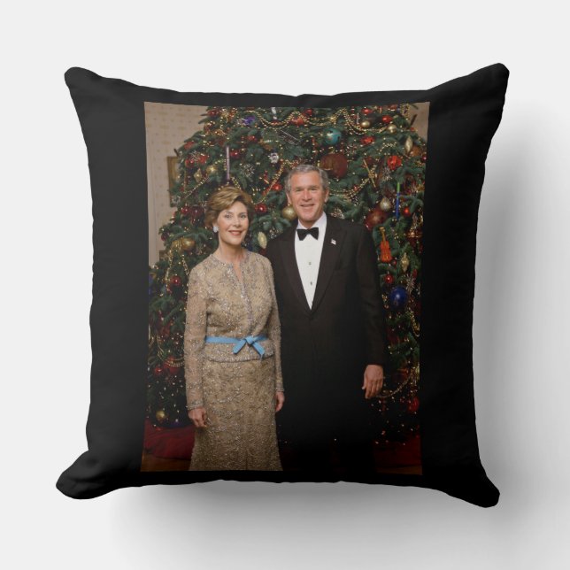 Coussin Président George Bush, Laura Christmas Maison Blan (Recto)