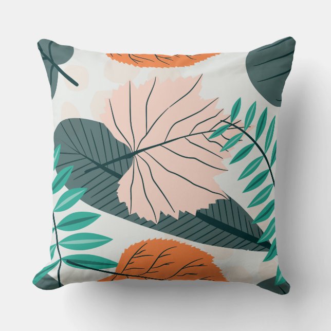 Coussin Presse tropicale verte palmier, palmier feuille (Recto)