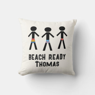 Coussin Prêt pour la plage - Trois hommes habillés
