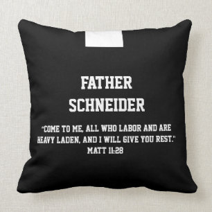 Coussin Prêtre catholique Noir Clergé Écriture Collective