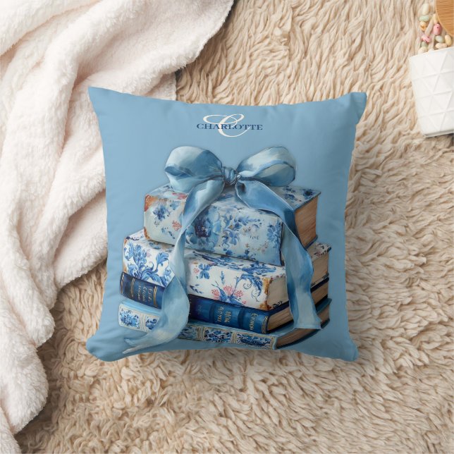 Coussin Pretty Blue Bow Bookish (Couverture)