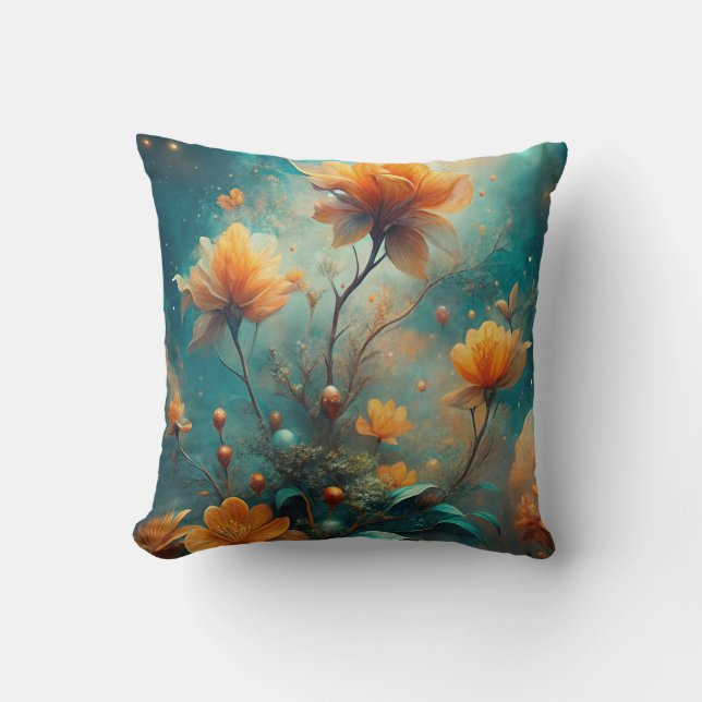 Coussin Pretty Orange Flowers  (Recto)