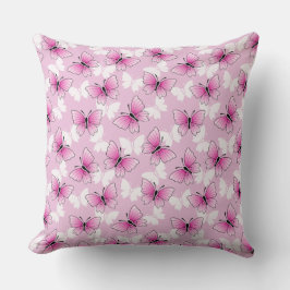Coussin Pretty Pink Butterfly Pattern Throw Pillow