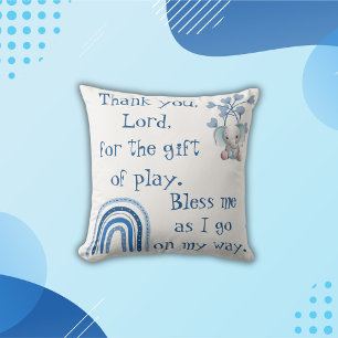 Coussin Prière chrétienne pour enfants Bleu  