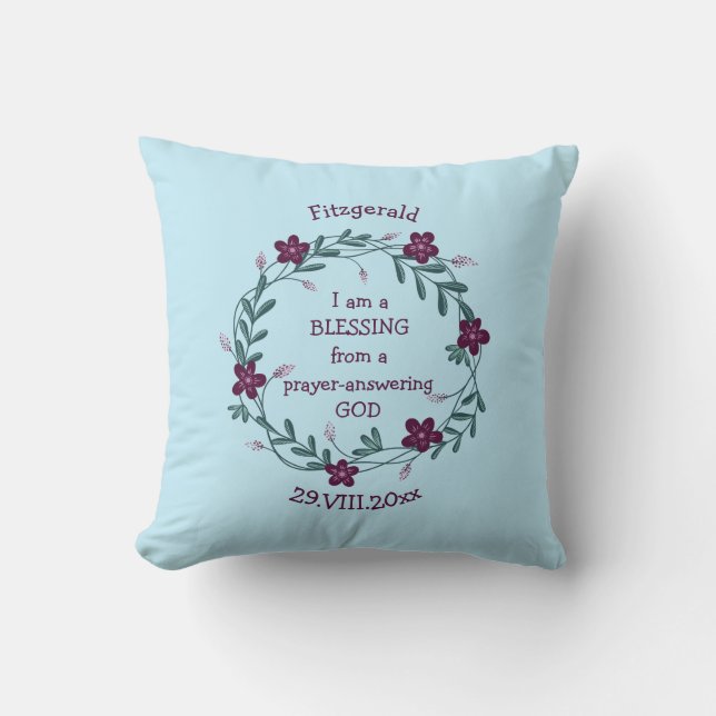 Coussin PRIÈRE DE BÉNÉDICTION RÉPONDANT À DIEU | Floral Ba (Recto)