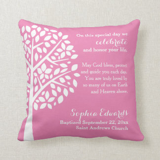 Coussin Prière rose de bénédiction de baptême de baptême