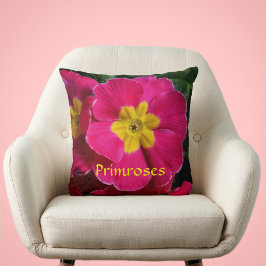 Coussin Primroses rose et jaune vif Botanique Floral