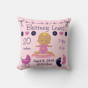 Coussin Princess African American Baby Nursery Stats de na
