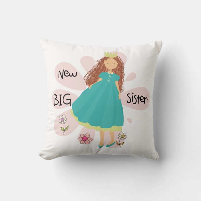 Coussin Princesse Big Soeur Cheveux Brown (Recto)