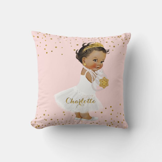 Coussin Princesse ethnique Ballerina Nursery Name d'or (Recto)