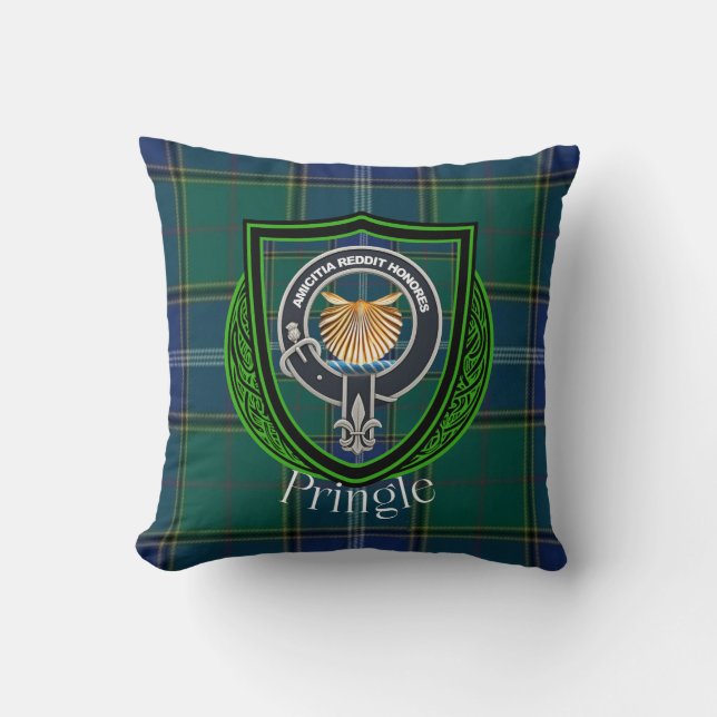 Coussin Pringle Clan écossais Tartan & Crest (Recto)