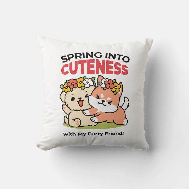 Coussin Printemps dans la laideur - Illustration de chien  (Recto)