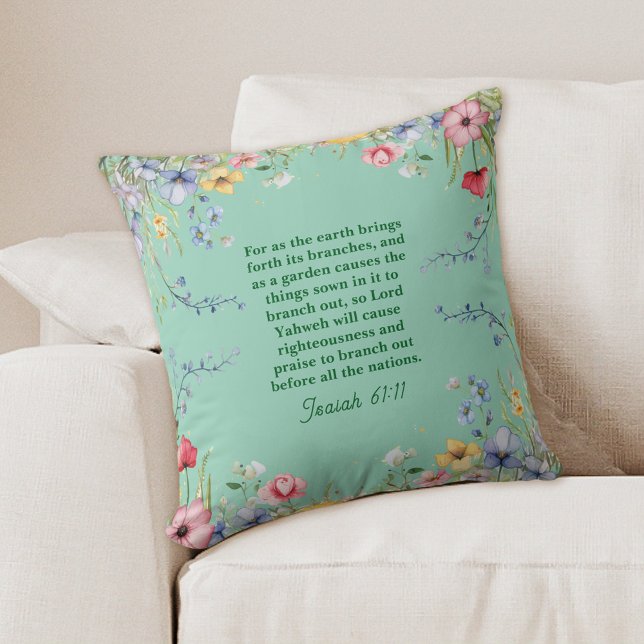 Coussin Printemps Fleur sauvage Jardin Bible Verse (Créateur téléchargé)