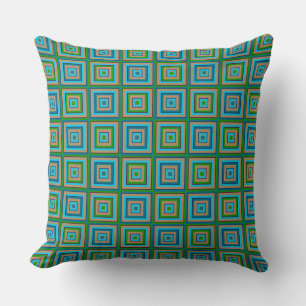 Coussin Prises carrés Camel Vert Turquoise Eggplant