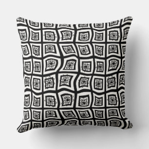 Coussin Prises de Carrés psychédéliques Vérifier le noir b