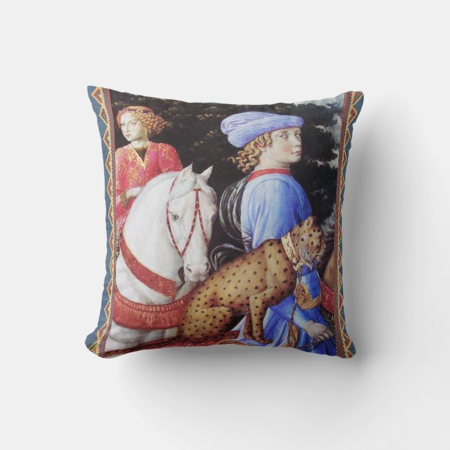 Coussin Procession de Magus Melchior, Cheval, Chat sauvage (Recto)