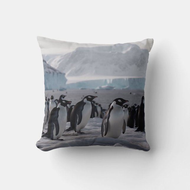 Coussin Procession des pingouins - Antarctique (Recto)