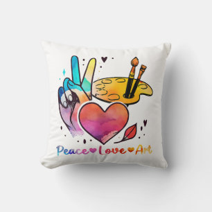 Coussin Professeur D'Art Peace Love Art Pour Artistes Et P