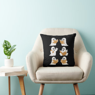 Coussin Professeur Halloween Fantôme Lecture de Livres Bib