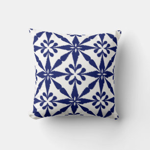 Coussin Profil sous convention astérisque d'Ikat - bleu