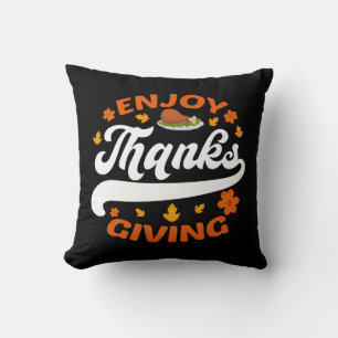 Coussin profiter de la nourriture de thanksgiving dinde re
