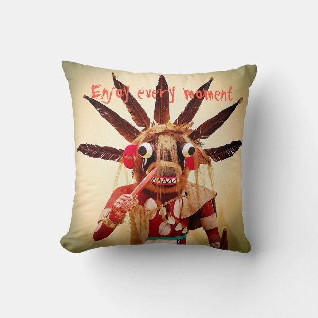 Coussin Profitez de chaque instant Kachina Doll Typographi (Recto)