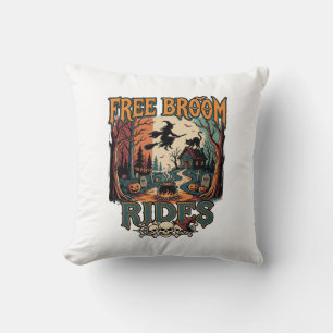 Coussin Promenades en balai gratuites Sorcière d'Halloween