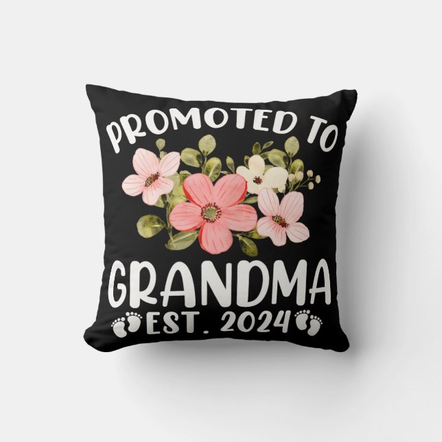Coussin Promu À Grand-Mère 2024 Première Fleur Nana (Recto)