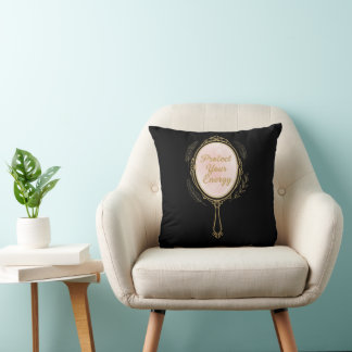 Coussin Protect Your Energy - Gold Vintage Mirror Black 