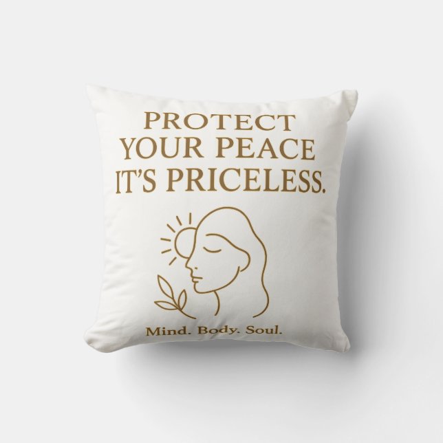 Coussin Protect Your Peace — Minimalist Self-Care Quote (Recto)
